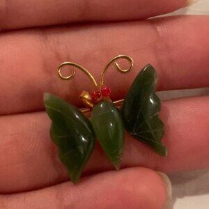 Vintage Gold Jade Brooch